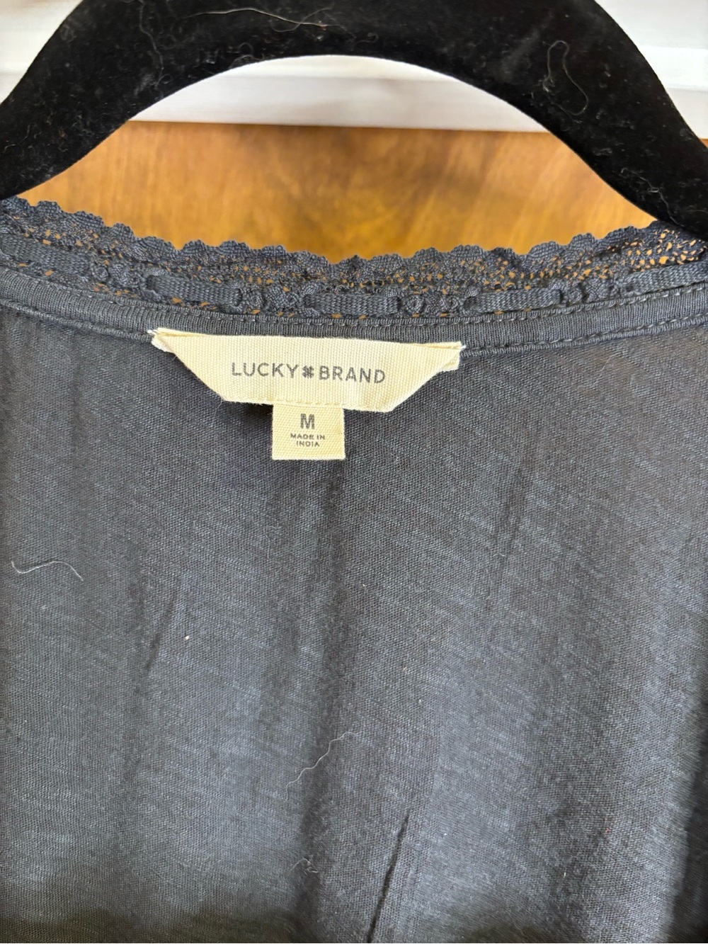 Lucky Brand Charcoal Crochet-Yoke Peasant Tunic - Picture 2 of 3